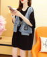 Denim patchwork cardigan